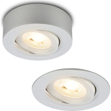 2 en 1 Spot LED apparent et spot encastrable orientable, lumière blanche chaude, plat, LED Spot 230V, spot de plafond, luminaire encastrable, 68mm dimensions du trou, 90x30mm, chrome mat (1/5)