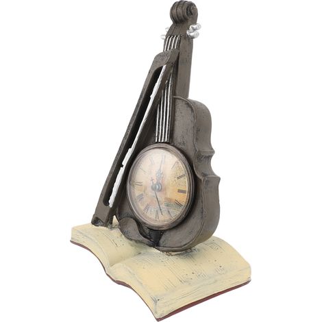 Design vintage : horloge violon en résine, posée sur un livre de musique. Idéale pour les chefs d’orchestre, les professeurs de musique et les élèves. (1/5)