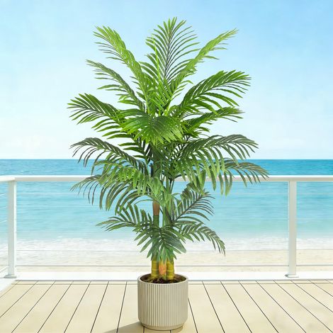 150cm Plantes Palmier Artificielles Interieur - Fausse Areca Plante en Noir Pot, Grande Arbre Artificielle, Fake Verte Plant pour Décoration d'Intérieur de Bureau ou Salon ou Maison (1/5)