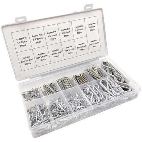 Jeu de Goupilles Fendues, Goupille Fendue, Différentes Goupille en Galvanisé Cotter Pin Ressorts de Montage,(250pcs) (1/5)