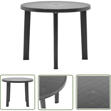 The Living Store Table de jardin Anthracite 89 cm Plastique - Table De Jardin - Table Extérieure - Mobilier De Jardin - Table En Plastique - Table Résistante Aux Intempéries (1/5)