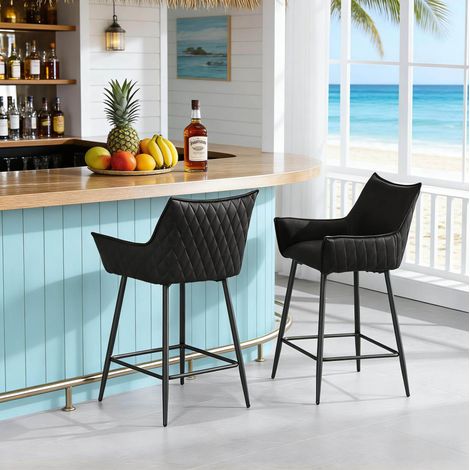 MEUBLIV Sgabello da bar 51 x 44,5 x 90 cm antracite – con schienale, set da 2 (1/5)