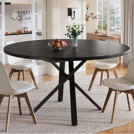 Ausziehbarer runder Esstisch in Marmoroptik 100–140 cm MDF Metall OKWISH (1/5)