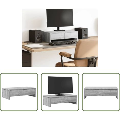 Tiroirs - Support de moniteur avec tiroirs sonoma gris bois d'ingénierie (1/5)
