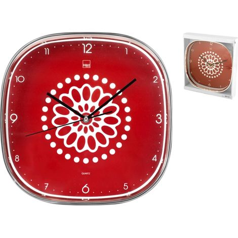 orologio da parete - quadrato rosso - 30 cm