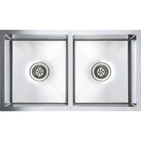 Fregadero de cocina hecho a mano con colador 76 x 44 cm acero inoxidable 020002364 (1/5)