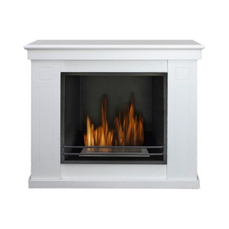 Camino de bioetanol Raffaello – 3 kW – estructura en madera MDF blanca 83x98x32 cm