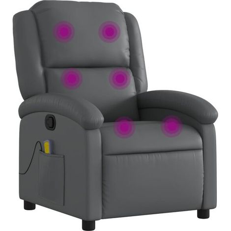 Fauteuil de massage inclinable en similicuir gris (1/5)