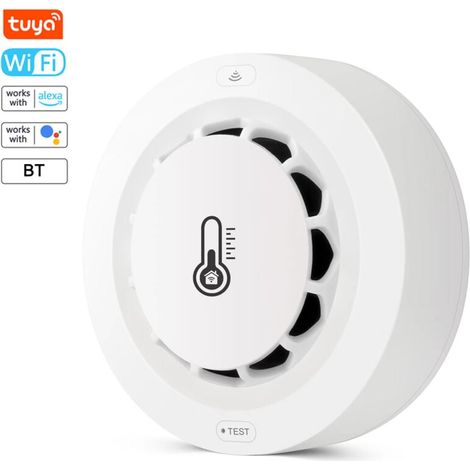 Détecteur de fumée intelligent Tuya WiFi, capteur de température et d'humidité multifonction, prend en charge l'alarme push, fonction de liaison/partage intelligente/fonction de groupe (1/4)