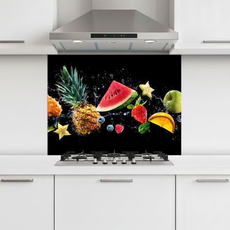 CRÉDENCE CUISINE Splash - Fruit - Noir 80x60 cm