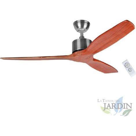 Ventilatore da soffitto con pale in legno naturale Orbegozo, telecomando, 70W.