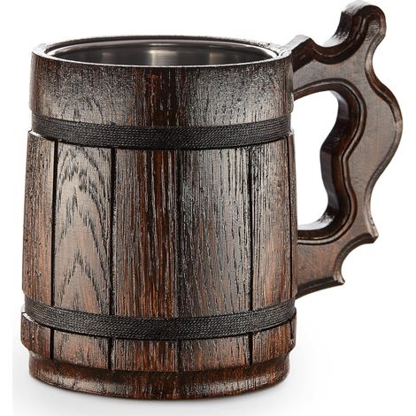 Chope À Bière En Bois - Intérieur Métallique - Pour Fêtes Et Barbecues - 1 Pièce (1/5)