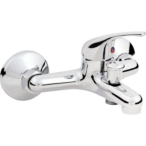 Saniverre – Robinet mitigeur bain douche – Corps laiton – Finition chrome brillant – Levier métallique – Cartouche céramique Ø 35 mm – Inverseur mécanique (1/3)