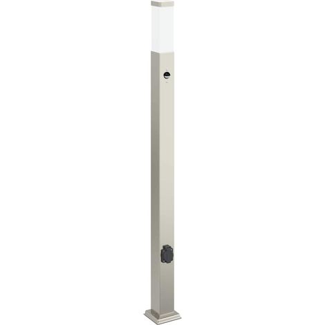 vidaXL Borne lumineuse avec détecteur et prise 110 cm acier inoxydable IP44 (1/5)