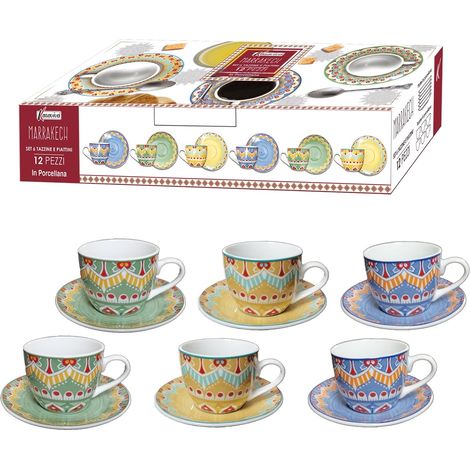 MAURY'S MARRAKECH SET DI 6 TAZZINE CON PIATTINO MULTICOLORE