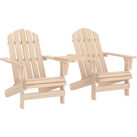 Adirondack-Gartenstühle mit Tisch Massivholz Tanne vidaXL