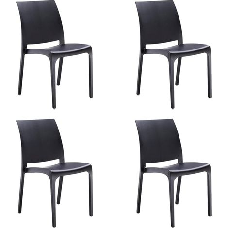 Sedia in resina impilabile made in Italy design per interno esterno SOFIA Nera 4 pz (1/4)