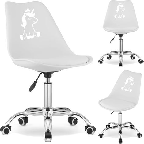 Fauteuil pivotant licorne blanche avec base blanche (1/5)