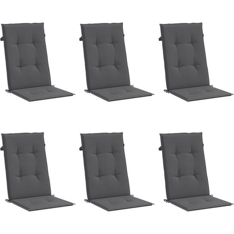 vidaXL Garden Highback Chair Cushions 6 pcs Anthracite 120x50x3 cm Fabric