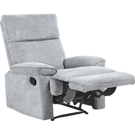 Sillón tapizado en poliéster con reposapiés estilo moderno gris Everton