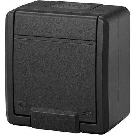 Prise IP55 - Modèle hermétique simple - Anthracite - Résistante aux intempéries - Haute sécurité