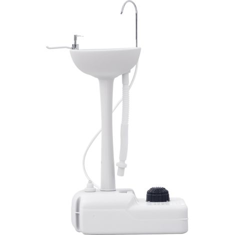 Lavabo, lave mains, lavabo mobile, portable, avec roulettes, 51 cm x 33, 5 cm x 103 cm, blanc (1/5)