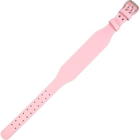 Ceinture de musculation respirante en cuir de vachette rose, idéale pour les exercices de fitness et les squats. (1/5)