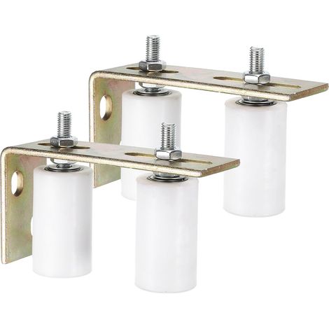 Galet Guide pour Portail Coulissant 40x70mm M10 Roulette Nylon avec Équerre Guide au Sol pour Porte Grange Coulissante Roue avec Roulement à Billes Scellé Blanc (1/5)