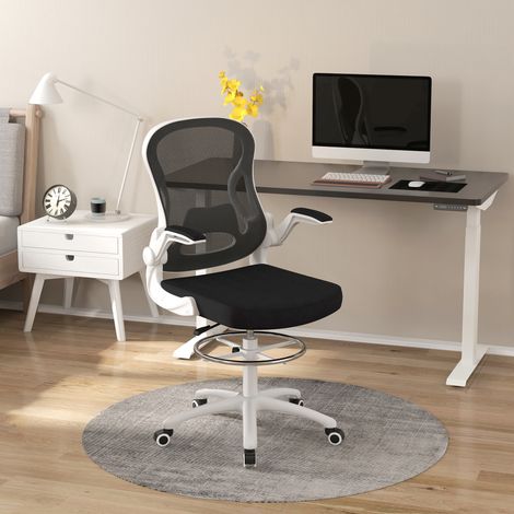 Chaise bureau ergonomique en tissu respirant hauteur réglable accoudoirs rabattables 59x65x110-130 cm