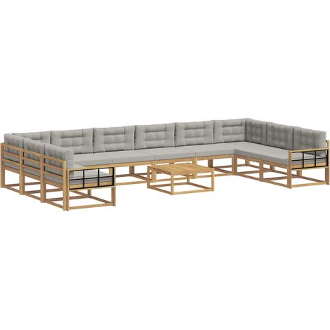 Conjunto de sofás de exterior 11 pcs Blanco y Gris Claro vidaXL (1/5)