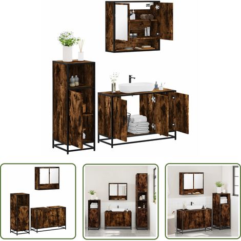 vidaXL Ensemble de meubles de salle de bain 3 pcs Chêne fumé