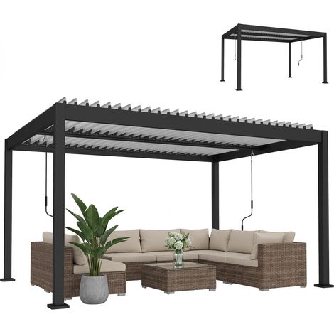 Pergola Bioclimatique 4x3m en Aluminium à Toit LoUVred Ajustable, Protection Soleil, pour Jardin Extérieur, Blanc