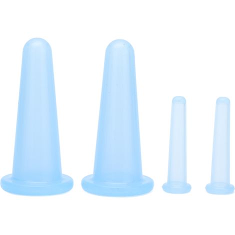 4pcs Cupping Set Massage Therapy Cups Convenient Practical Compact Lightweight Soft Flexible Cleanable Face MassagerBlue