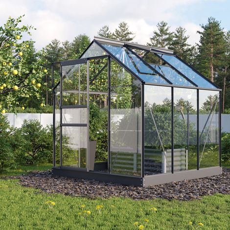 Vitavia Gewächshaus "Planet 3800" inkl. Fundament, schwarz, 3,8 m², 3 mm ESG (1/5)