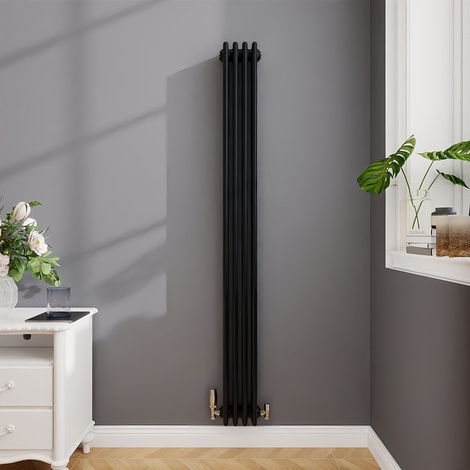 Biubiubath Traditional Cast Iron Style Radiator Vertical 4 Column Black 1800x200mm (1/5)
