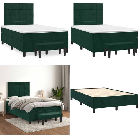 Sommier à lattes de lit avec matelas vert foncé 120x190 cm - Sommier - Matelas à ressorts ensachés (1/5)