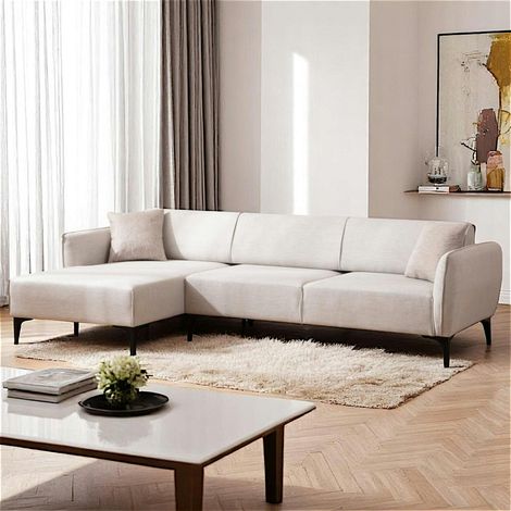 Canapé d'angle sable - couture déco, côté gauche VILNIUS (1/4)