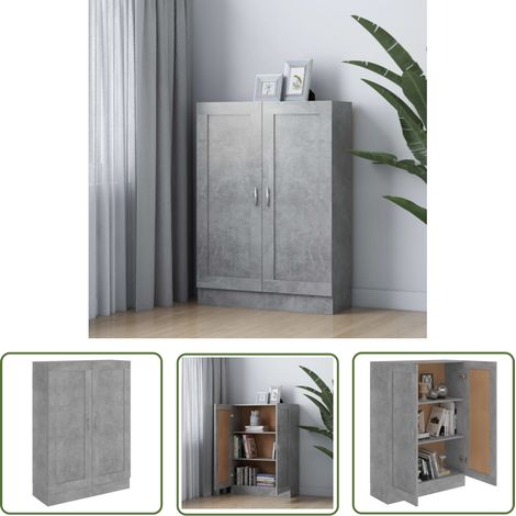 The Living Store Bücherschrank Betongrau 82,5x30,5x115 cm Holzwerkstoff - Bücherregal - Holzmöbel - Regal Grau - Wandregal - Wohnzimmerdeko (1/5)