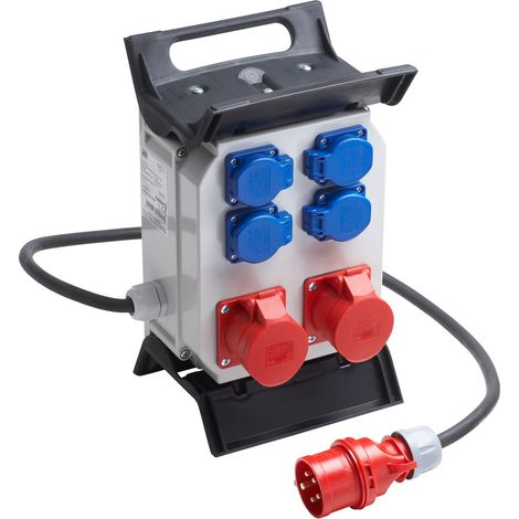 Meister CEE-Stromverteiler 6-fach - 2 m Kabel - 2x CEE- & 4x Schuko-Steckdose