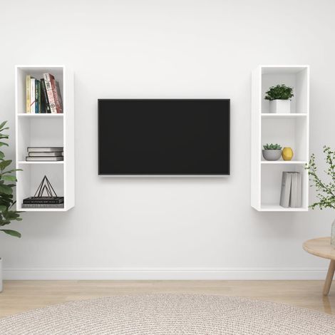FIMEI Meubles TV muraux 2 pcs Blanc Aggloméré (1/5)