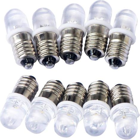 YMYNY Lot de 10 ampoules LED E10 à vis DC12 V, blanc chaud (1/4)