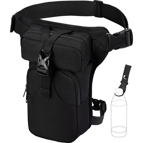 Beintasche Motorrad für Damen Herren, Taktische Oberschenkeltasche mit Flaschenhalter, Spritzwassergeschützt (1/5)
