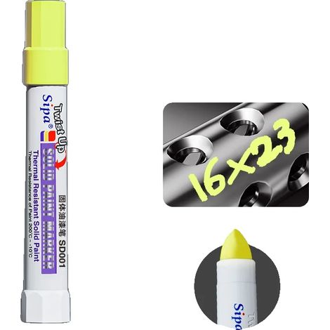 Rotulador de pintura sólida, tinta a base de aceite, tinta permanente de alta calidad, amarillo fluorescente. (1/2)