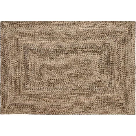 vidaXL Tapis de surface Naturel et noir 120 x 170 cm Jute