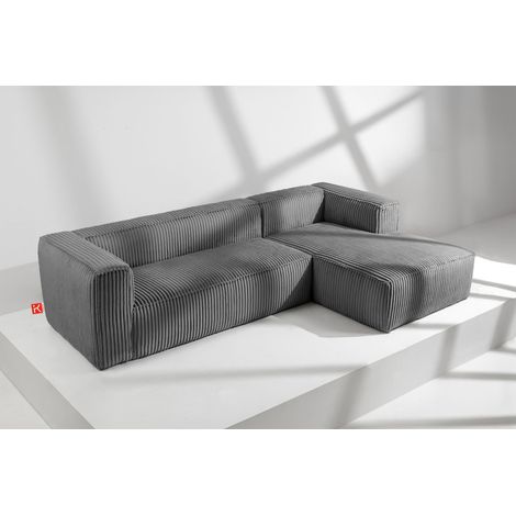 KONSIMO FEROX Modernes Ecksofa Rechts aus breitem Cordstoff, dunkelgrau (1/5)