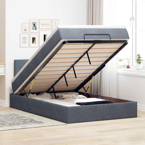 Cama otomana con colchón y LED terciopelo gris oscuro 120x190cm vidaXL (1/5)