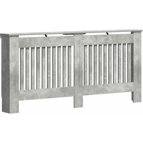 Cache-radiateur gris béton, 172 x 19 x 81,5 cm, bois d'ingénierie. (1/5)
