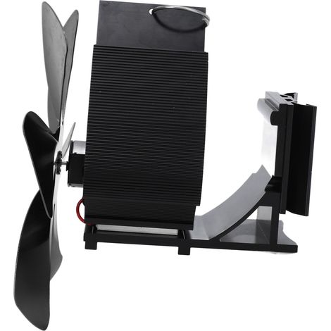Ventilateur de poêle à bois à 6 pales, alimenté par la chaleur, silencieux, à suspendre au conduit de cheminée, écologique, fixation murale, noir (1/5)
