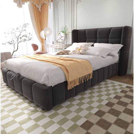 Cama infantil con almacenaje elevable gris 90x200cm HAVRYA (1/5)