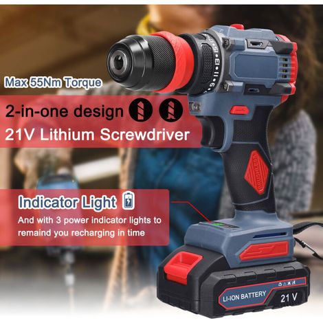 Taladro/atornillador 2 en 1 de alta potencia con motor sin escobillas de 21 V (1/3)